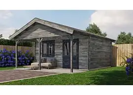 Lugarde Select | Tuinhuis Bennekom met Overkapping 500 + 200 x 400 | Keteldruk Grijs