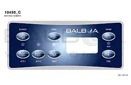 Balboa | Top Side Panel VL701S - Blower, Jets 1, Jets 2, Mode, Light, Warm, Heat/Cool