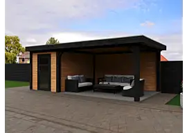 Fonteyn | Tuinhuis Xenna met Overkapping 600 x 300 Exclusief