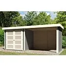Karibu | Tuinhuis Mühlendorf 2 met Overkapping 2,8, Zij- en Achterwand | Terragrijs