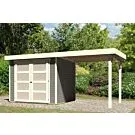 Karibu | Tuinhuis Mühlendorf 3 met Overkapping 2,4 | Terragrijs