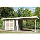 Karibu | Tuinhuis Mühlendorf 4 met Overkapping 2,8 | Terragrijs