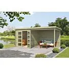 Outdoor Life Products | Tuinhuis met Overkapping Helena 472 x 230 | Geïmpregneerd | Olijfgroen