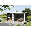 Outdoor Life Products | Tuinhuis met Overkapping Helena 472 x 230 | Gecoat | Carbon Grey-Wit