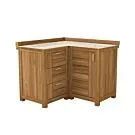 Passion Grills | Buitenkeuken Onderdeel | Milano Buitenkeukenkast Hoek 3 Lades + 1 Deur | 120 x 120 cm | Albastro Cream