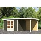 Woodfeeling | Tuinhuis Askola 6 met Overkapping 2,4 en Achterwand | Terragrijs