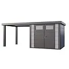 Telluria | Tuinhuis Classico 2724 met Overkapping Open Lounge Large | Links | Lichtgrijs