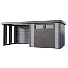 Telluria | Tuinhuis Classico 2724 met Overkapping Lounge Small met Ramen | Links | Lichtgrijs