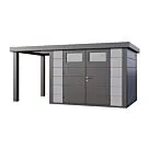 Telluria | Tuinhuis Classico 3024 met Overkapping Open Lounge Small | Links | Lichtgrijs