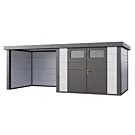 Telluria | Tuinhuis Classico 3024 met Overkapping Lounge Small | Links | Wit-Antraciet