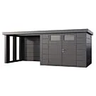 Telluria | Tuinhuis Classico 3024 met Overkapping Lounge Small met Ramen | Links | Antraciet
