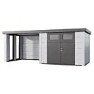 Telluria | Tuinhuis Classico 3024 met Overkapping Lounge Small met Ramen | Links | Wit