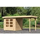 Karibu | Tuinhuis Malta 2 met Overkapping 2,4 | Onbehandeld