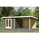 Karibu | Tuinhuis Radeburg 1 met Overkapping 3,3 en Achterwand | Terragrijs