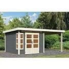 Karibu | Tuinhuis Kastorf 6 met Overkapping 2,6 | Terragrijs