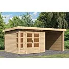 Karibu | Tuinhuis Kastorf 6 met Overkapping 2,6, Zij- en Achterwand 28 mm | Onbehandeld