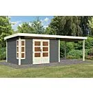 Karibu | Tuinhuis Kastorf 7 met Overkapping 3,2 | Terragrijs
