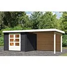 Woodfeeling | Tuinhuis Bastrup 3 met Overkapping 3,0 en Achterwand | Antraciet