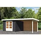 Woodfeeling | Tuinhuis Bastrup 5 met Overkapping 3,0 en Achterwand | Antraciet