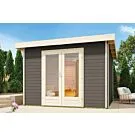 Karibu | Mainburg 1 Sauna Set B Terragrijs | Biokachel 9 kW Externe Bediening