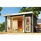 Karibu | Mainburg 3 Sauna Set B Terragrijs | Kachel 9 kW Externe Bediening