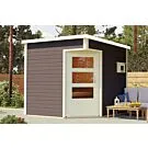 Karibu | Pelle Buitensauna Terragrijs | Kachel 9 kW Externe Bediening
