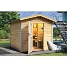 Karibu | Bosse 1 Buitensauna met Voorruimte | Melkglas Deur | Kachel 9 kW Externe Bediening