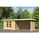 Woodfeeling | Tuinhuis Askola 5 met Overkapping 2,4 en Houtopslag | Onbehandeld