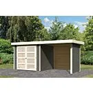 Karibu | Tuinhuis Mühlendorf 3 met Overkapping 2,4, Zij- en Achterwand | Terragrijs