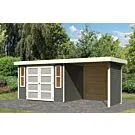 Karibu | Tuinhuis Mühlendorf 4 met Overkapping 2,4, Zij- en Achterwand | Terragrijs