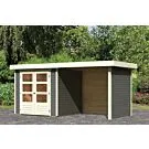 Woodfeeling | Tuinhuis Askola 2 met Overkapping 2,4, Zij- en Achterwand | Terragrijs