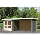 Woodfeeling | Tuinhuis Askola 2 met Overkapping 2,8, Zij- en Achterwand | Terragrijs