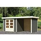 Woodfeeling | Tuinhuis Askola 3 met Overkapping 2,4, Zij- en Achterwand | Terragrijs