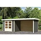 Woodfeeling | Tuinhuis Askola 3 met Overkapping 2,8, Zij- en Achterwand | Terragrijs
