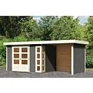 Woodfeeling | Tuinhuis Kerko 4 met Overkapping 2,4, Zij- en Achterwand | Terragrijs
