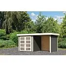 Karibu | Tuinhuis Mühlendorf 2 met Overkapping 2,4, Zij- en Achterwand | Terragrijs