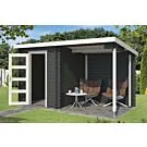 Outdoor Life Products | Tuinhuis met Overkapping Jelle 370 x 175 | Gecoat | Carbon Grey-Wit