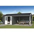 Outdoor Life Products | Tuinhuis met Overkapping Octavio 681 x 380 | Gecoat | Carbon Grey-Wit