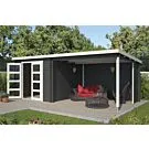 Outdoor Life Products | Tuinhuis met Overkapping Manuel 600 x 275 | Gecoat | Carbon Grey-Wit