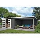 Outdoor Life Products | Tuinhuis met Overkapping Olenka 710 x 330 | Gecoat | Carbon Grey-Wit
