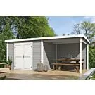 Outdoor Life Products | Tuinhuis Kjeld 550 x 250 | Gecoat | Platinum Grey-Wit