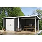 Outdoor Life Products | Tuinhuis Kjeld 550 x 250 | Gecoat | Carbon Grey-Wit