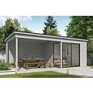 Outdoor Life Products | Tuinhuis Julia 295 x 295 met Aanbouw | Gecoat | Platinum Grey