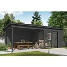 Outdoor Life Products | Tuinhuis Julia 295 x 295 met Aanbouw | Gecoat | Carbon Grey