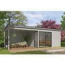 Outdoor Life Products | Tuinhuis Olivia 385 x 295 met Aanbouw | Gecoat | Platinum Grey