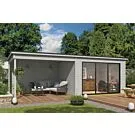 Outdoor Life Products | Tuinhuis Pernilla 385 x 295 met Aanbouw | Gecoat | Platinum Grey