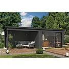 Outdoor Life Products | Tuinhuis Pernilla 385 x 295 met Aanbouw | Gecoat | Carbon Grey