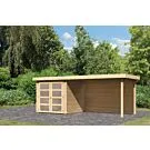 Karibu | Tuinhuis Mühlendorf 2 met Overkapping 2,8 en Achterwand | Onbehandeld