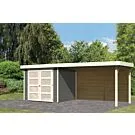 Karibu | Tuinhuis Mühlendorf 3 met Overkapping 2,8 en Achterwand | Terragrijs