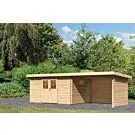 Karibu | Tuinhuis Torgau 5 met Overkapping 2,3, Zij- en Achterwand